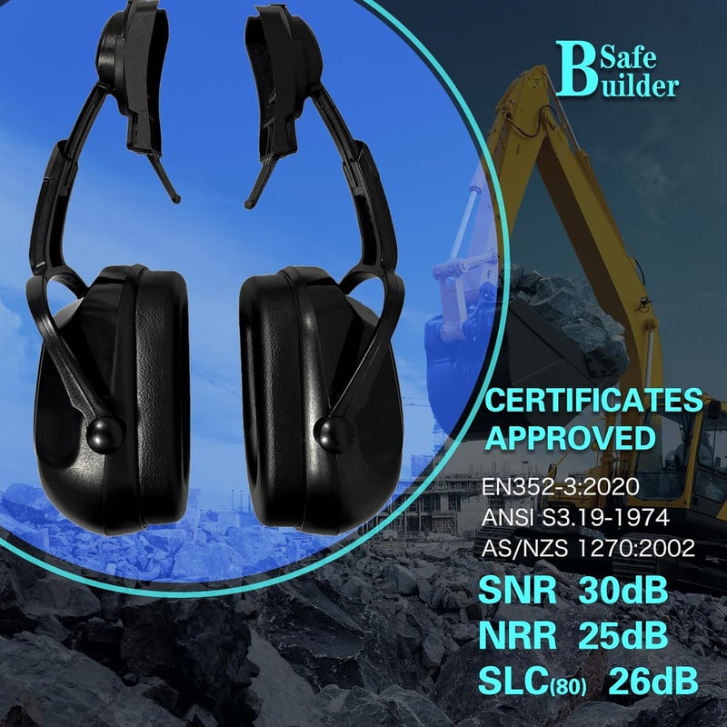SAFEBUILDER 30dB Ear Muffs Hard Hats Type Safety Earmuffs For Safety Helmet Hearing Protection Earmuffs ANSI S3.19 - Image 3